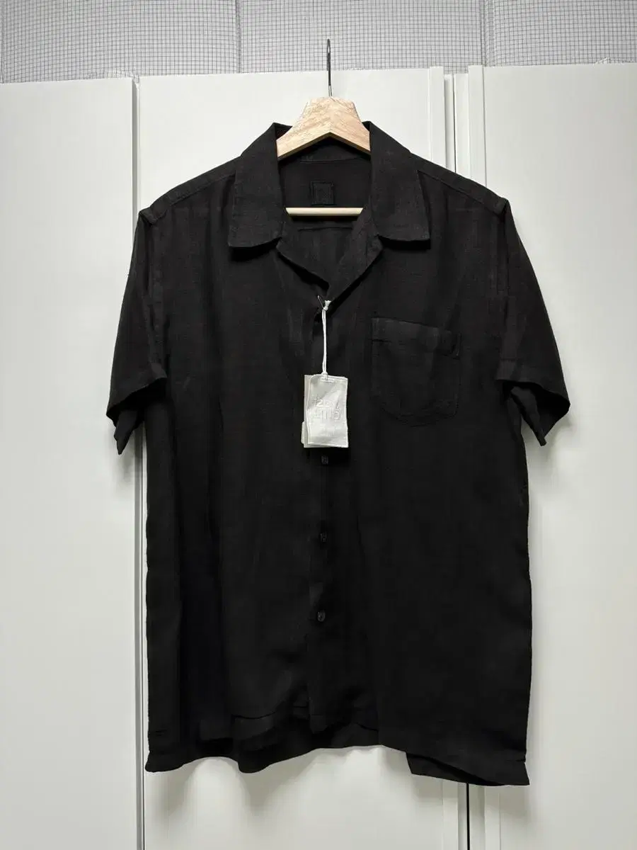 120% LINO linen shirts 블랙 린넨반팔셔츠 M 48